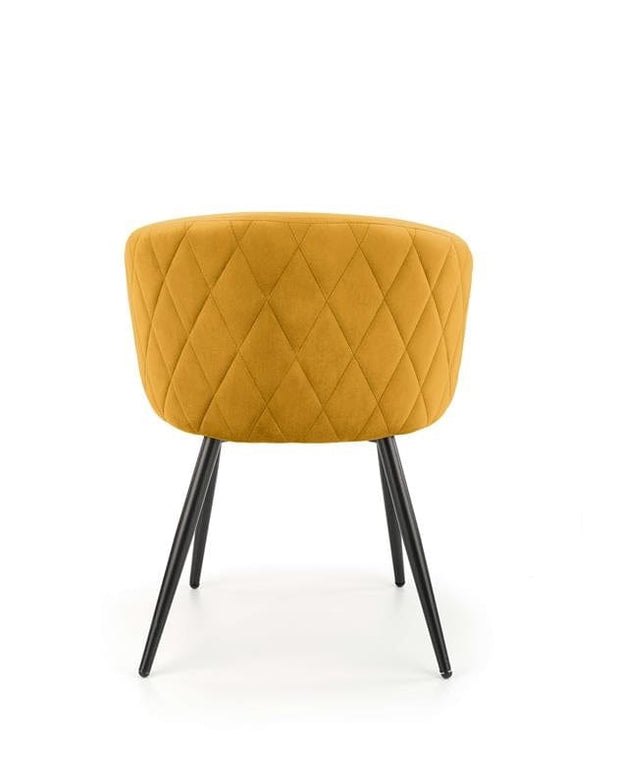 Halmar Scaun tapitat cu stofa si picioare metalice, Kai-430 Velvet Mustariu / Negru, l61xA54xH77 cm
