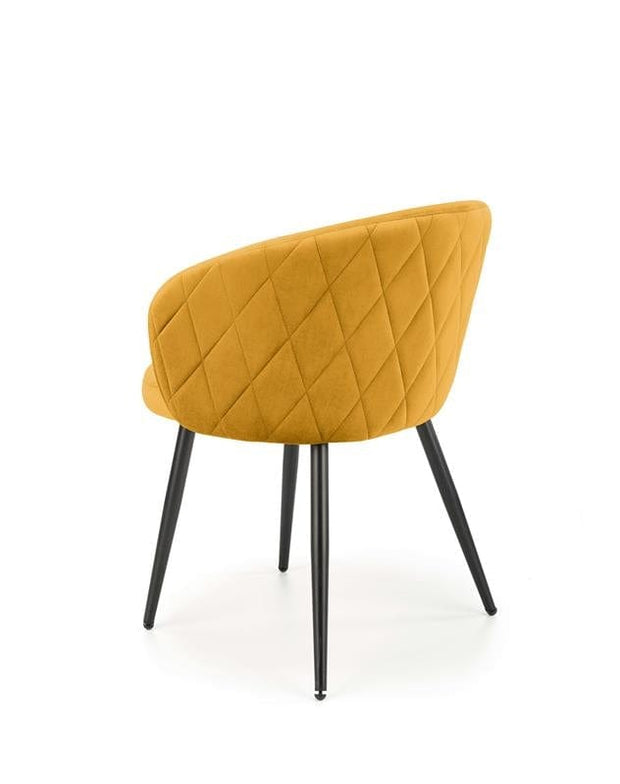 Halmar Scaun tapitat cu stofa si picioare metalice, Kai-430 Velvet Mustariu / Negru, l61xA54xH77 cm