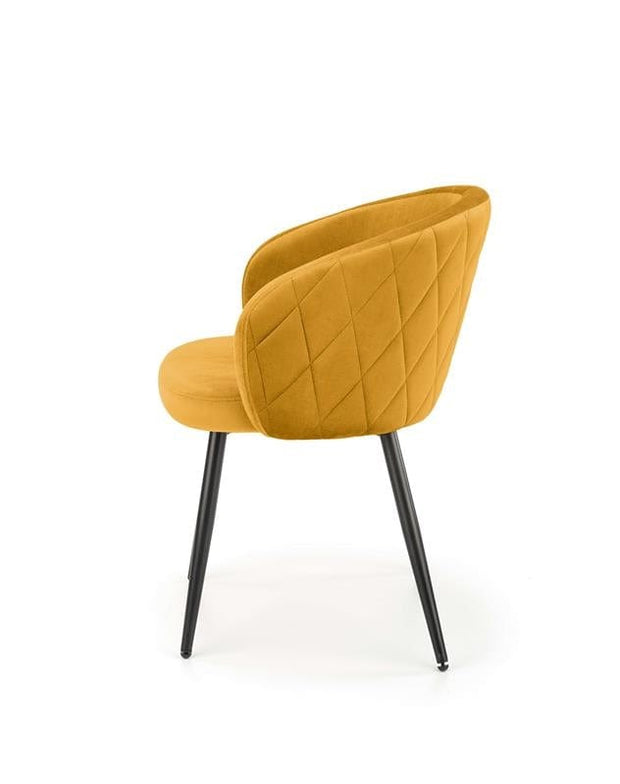 Halmar Scaun tapitat cu stofa si picioare metalice, Kai-430 Velvet Mustariu / Negru, l61xA54xH77 cm