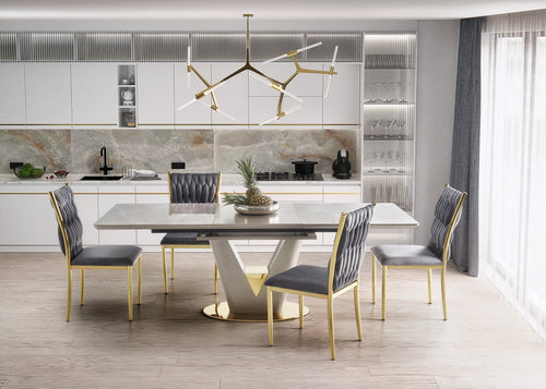Halmar Scaun tapitat cu stofa si picioare metalice Kai-436 Velvet Gri / Auriu, l48xA55xH94 cm