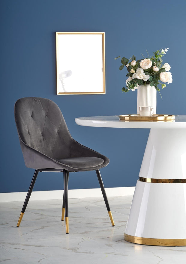 Halmar Scaun tapitat cu stofa si picioare metalice, Kai-437 Velvet Gri / Negru / Auriu, l49xA55xH88 cm