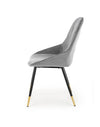 Halmar Scaun tapitat cu stofa si picioare metalice, Kai-437 Velvet Gri / Negru / Auriu, l49xA55xH88 cm