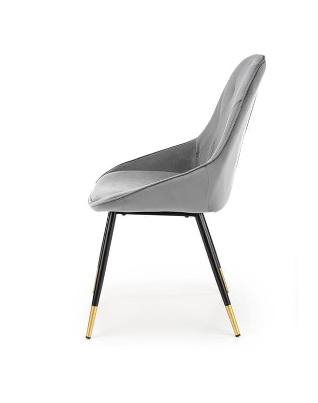 Halmar Scaun tapitat cu stofa si picioare metalice, Kai-437 Velvet Gri / Negru / Auriu, l49xA55xH88 cm