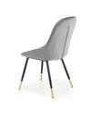 Halmar Scaun tapitat cu stofa si picioare metalice, Kai-437 Velvet Gri / Negru / Auriu, l49xA55xH88 cm