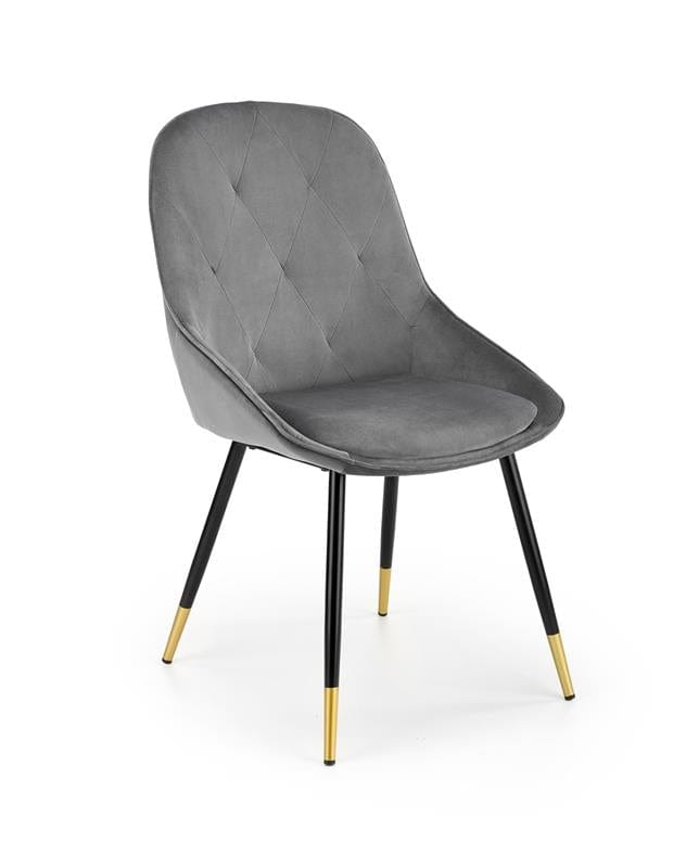 Scaun tapitat cu stofa si picioare metalice, Kai-437 Velvet Gri / Negru / Auriu, l49xA55xH88 cm