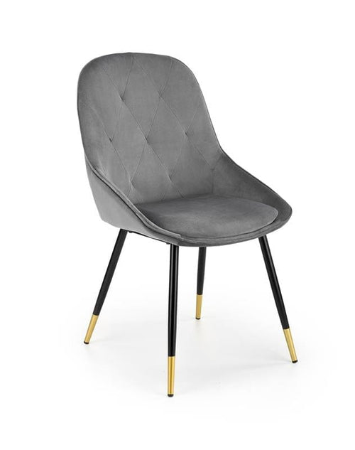 Scaun tapitat cu stofa si picioare metalice, Kai-437 Velvet Gri / Negru / Auriu, l49xA55xH88 cm