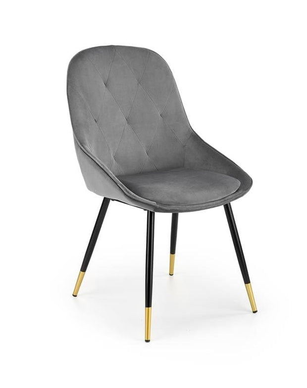 Scaun tapitat cu stofa si picioare metalice, Kai-437 Velvet Gri / Negru / Auriu, l49xA55xH88 cm