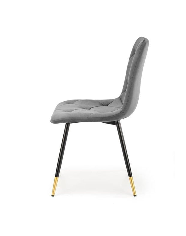 Halmar Scaun tapitat cu stofa si picioare metalice, Kai-438 Velvet Gri / Negru / Auriu, l45xA50xH86 cm