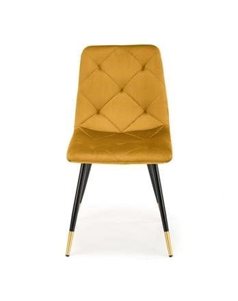 Halmar Scaun tapitat cu stofa si picioare metalice, Kai-438 Velvet Mustariu / Negru / Auriu, l45xA50xH86 cm