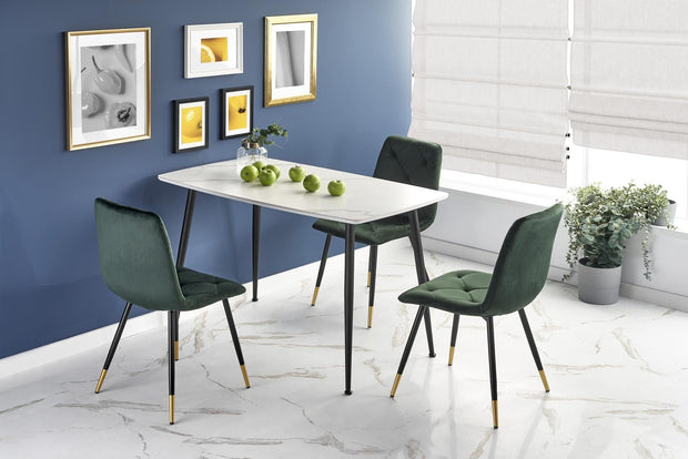 Halmar Scaun tapitat cu stofa si picioare metalice, Kai-438 Velvet Verde Inchis / Negru / Auriu, l45xA50xH86 cm