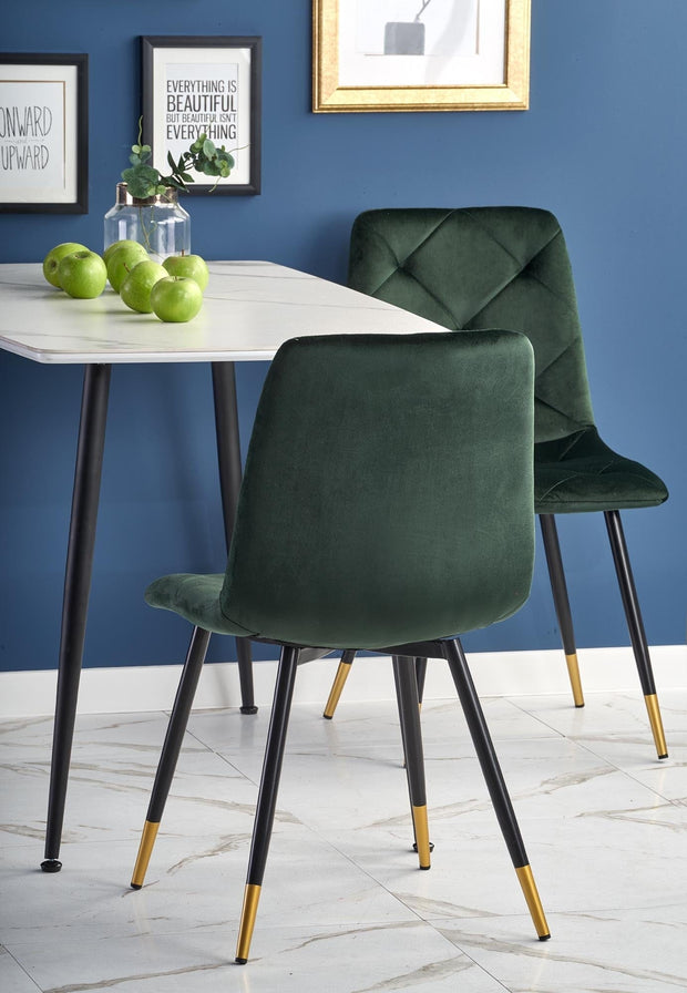 Halmar Scaun tapitat cu stofa si picioare metalice, Kai-438 Velvet Verde Inchis / Negru / Auriu, l45xA50xH86 cm