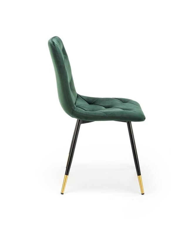 Halmar Scaun tapitat cu stofa si picioare metalice, Kai-438 Velvet Verde Inchis / Negru / Auriu, l45xA50xH86 cm
