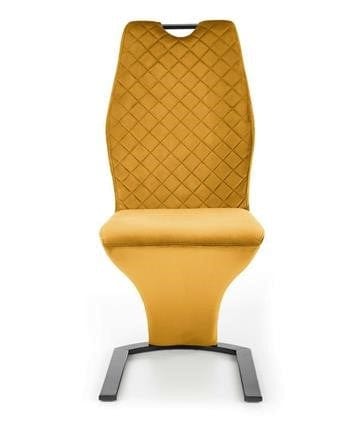 Halmar Scaun tapitat cu stofa si picioare metalice, Kai-442 Velvet Mustariu / Negru, l46xA61xH102 cm