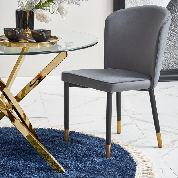 Scaun tapitat cu stofa si picioare metalice, Kai-446 Velvet Gri / Negru / Auriu, l51xA55xH86 cm (3)