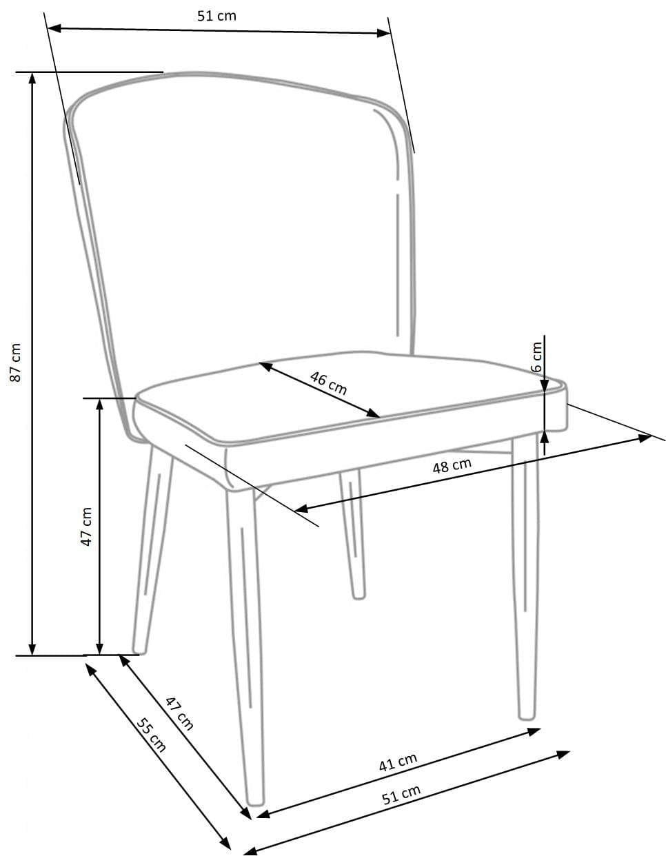 Halmar Scaun tapitat cu stofa si picioare metalice, Kai-446 Velvet Gri / Negru / Auriu, l51xA55xH86 cm