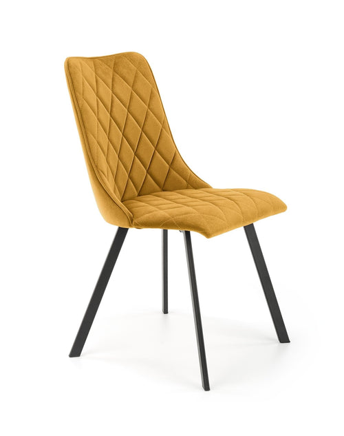 Halmar Scaun tapitat cu stofa si picioare metalice, Kai-450 Velvet Mustariu / Negru, l44xA58xH85 cm