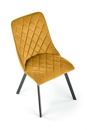 Halmar Scaun tapitat cu stofa si picioare metalice, Kai-450 Velvet Mustariu / Negru, l44xA58xH85 cm