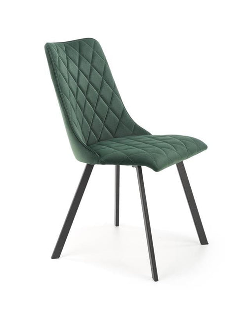 Halmar Scaun tapitat cu stofa si picioare metalice, Kai-450 Velvet Verde Inchis / Negru, l44xA58xH85 cm