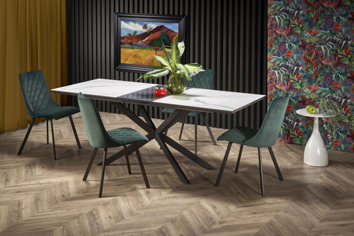 Halmar Scaun tapitat cu stofa si picioare metalice, Kai-450 Velvet Verde Inchis / Negru, l44xA58xH85 cm