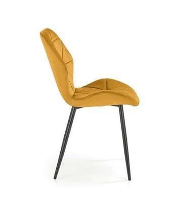 Halmar Scaun tapitat cu stofa si picioare metalice, Kai-453 Velvet Mustariu / Negru, l48xA53xH86 cm
