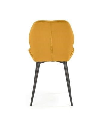 Halmar Scaun tapitat cu stofa si picioare metalice, Kai-453 Velvet Mustariu / Negru, l48xA53xH86 cm