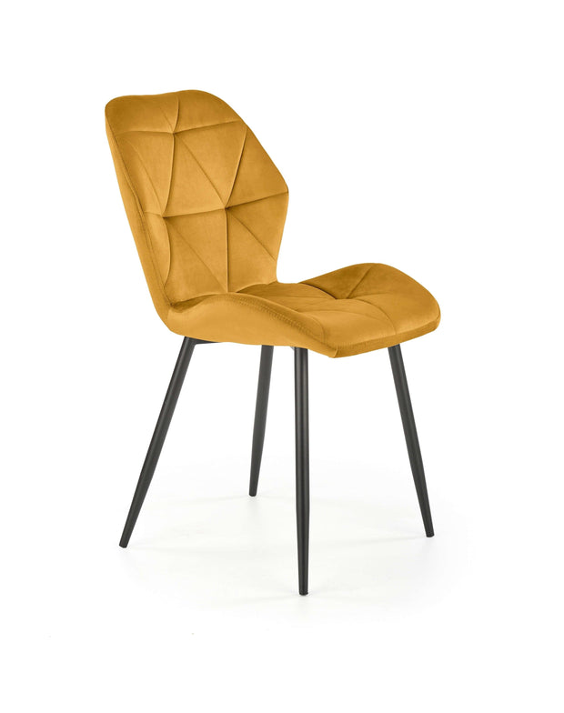 Halmar Scaun tapitat cu stofa si picioare metalice, Kai-453 Velvet Mustariu / Negru, l48xA53xH86 cm