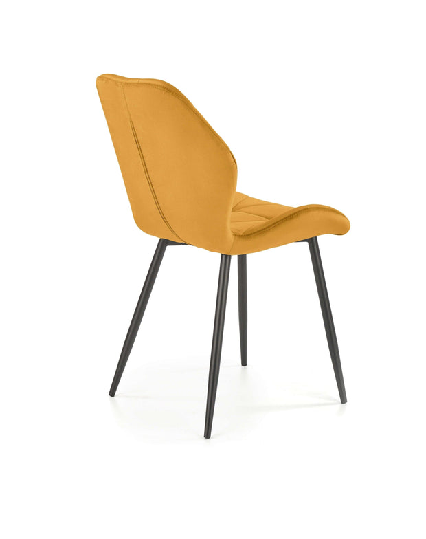 Halmar Scaun tapitat cu stofa si picioare metalice, Kai-453 Velvet Mustariu / Negru, l48xA53xH86 cm