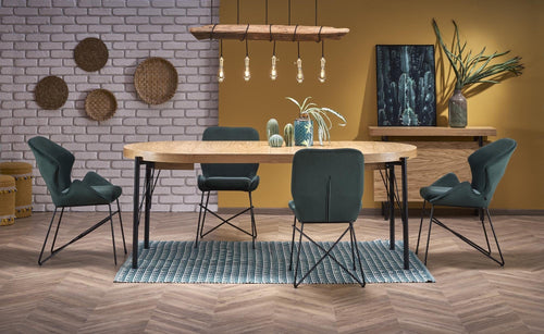 Halmar Scaun tapitat cu stofa si picioare metalice, Kai-454 Velvet Verde inchis / Negru, l46xA55xH83 cm