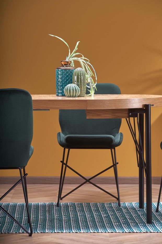 Halmar Scaun tapitat cu stofa si picioare metalice, Kai-454 Velvet Verde inchis / Negru, l46xA55xH83 cm