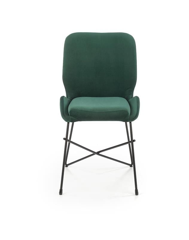 Halmar Scaun tapitat cu stofa si picioare metalice, Kai-454 Velvet Verde inchis / Negru, l46xA55xH83 cm