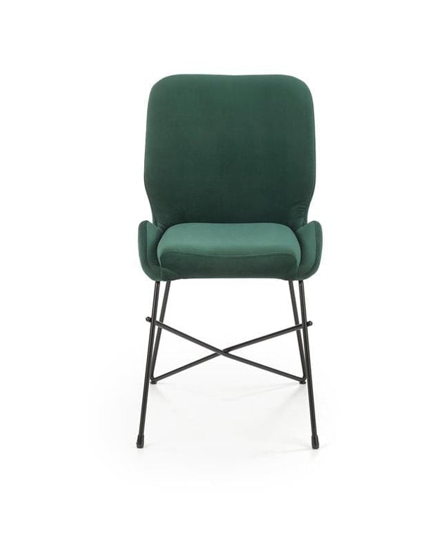 Halmar Scaun tapitat cu stofa si picioare metalice, Kai-454 Velvet Verde inchis / Negru, l46xA55xH83 cm