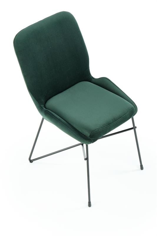 Halmar Scaun tapitat cu stofa si picioare metalice, Kai-454 Velvet Verde inchis / Negru, l46xA55xH83 cm