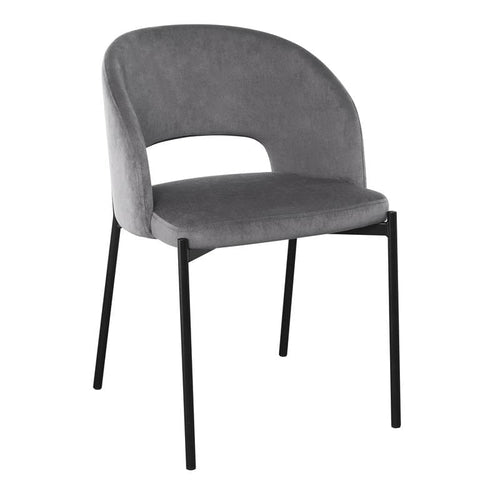 Halmar Scaun tapitat cu stofa si picioare metalice, Kai-455 Velvet Gri / Negru, l51xA57xH77 cm