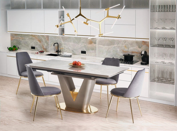 Halmar Scaun tapitat cu stofa si picioare metalice, Kai-460 Velvet Gri / Auriu, l49xA54xH84 cm