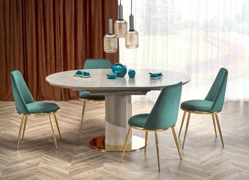 Halmar Scaun tapitat cu stofa si picioare metalice, Kai-460 Velvet Verde Inchis / Auriu, l49xA54xH84 cm