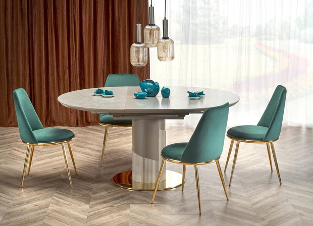 Halmar Scaun tapitat cu stofa si picioare metalice, Kai-460 Velvet Verde Inchis / Auriu, l49xA54xH84 cm