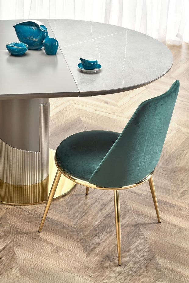 Halmar Scaun tapitat cu stofa si picioare metalice, Kai-460 Velvet Verde Inchis / Auriu, l49xA54xH84 cm