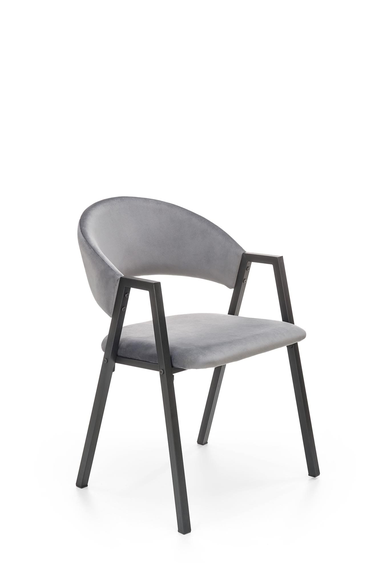 Halmar Scaun tapitat cu stofa si picioare metalice, Kai-473 Velvet Gri / Negru, l54xA58xH82 cm