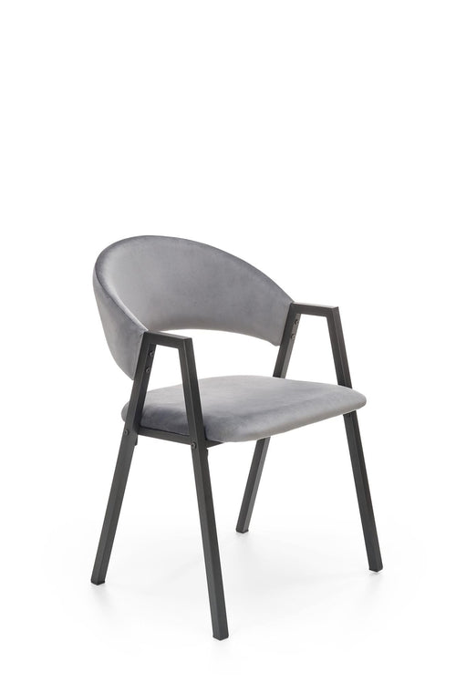 Halmar Scaun tapitat cu stofa si picioare metalice, Kai-473 Velvet Gri / Negru, l54xA58xH82 cm