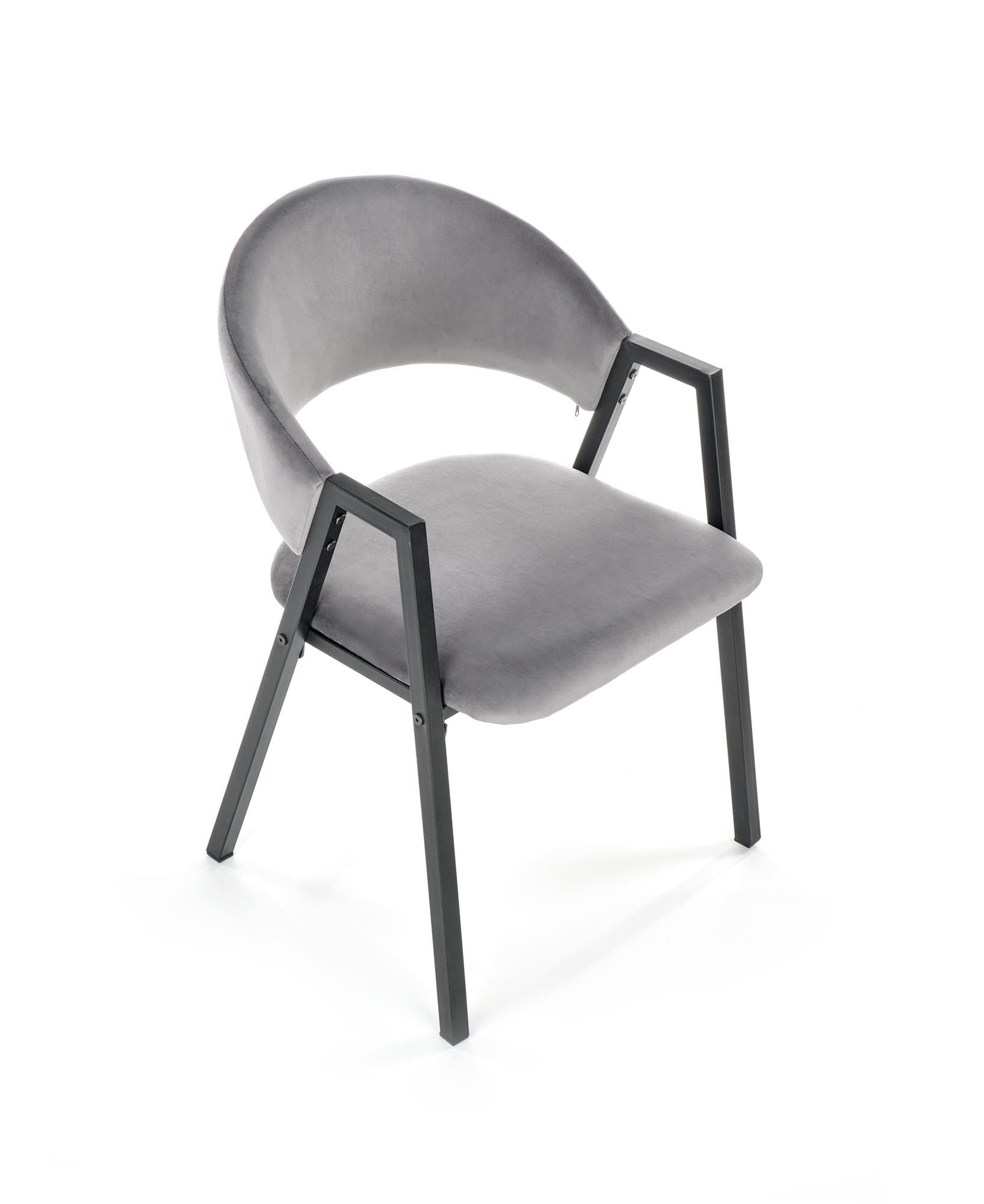 Halmar Scaun tapitat cu stofa si picioare metalice, Kai-473 Velvet Gri / Negru, l54xA58xH82 cm