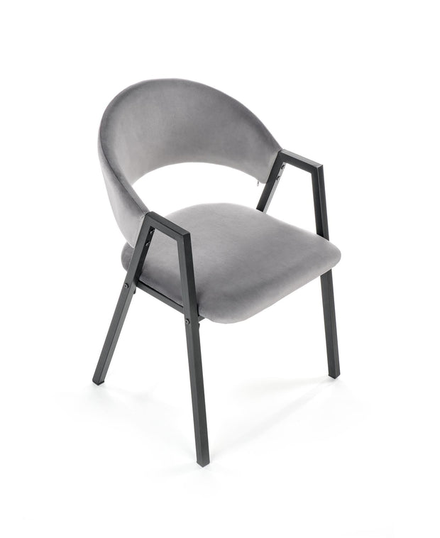 Halmar Scaun tapitat cu stofa si picioare metalice, Kai-473 Velvet Gri / Negru, l54xA58xH82 cm
