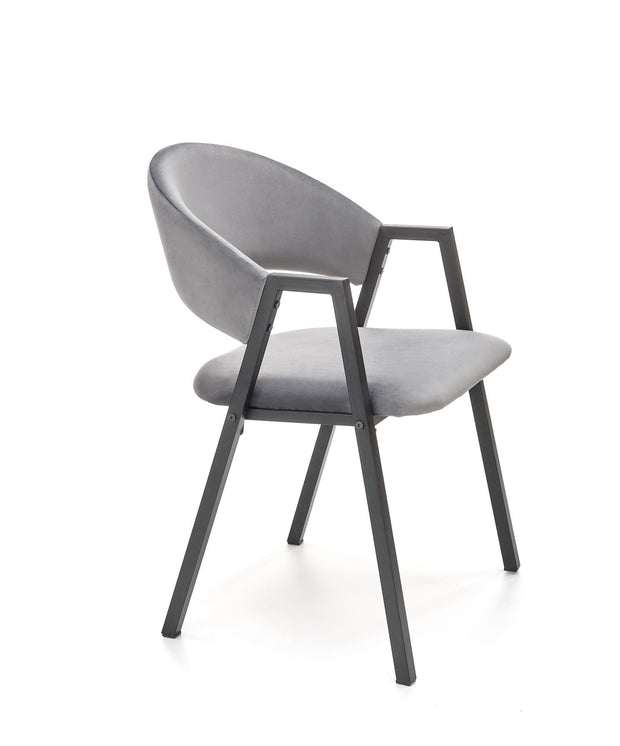 Halmar Scaun tapitat cu stofa si picioare metalice, Kai-473 Velvet Gri / Negru, l54xA58xH82 cm