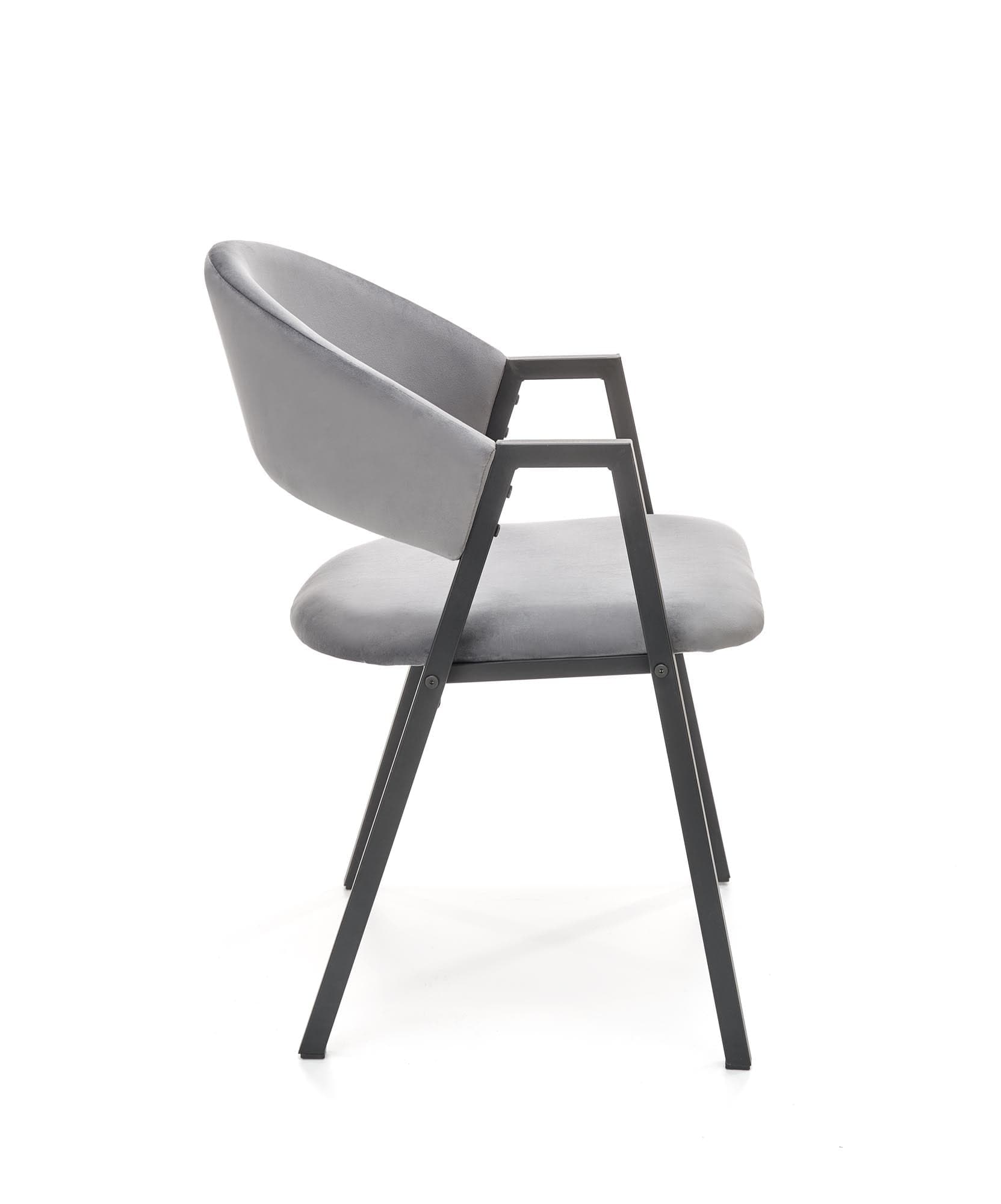 Halmar Scaun tapitat cu stofa si picioare metalice, Kai-473 Velvet Gri / Negru, l54xA58xH82 cm