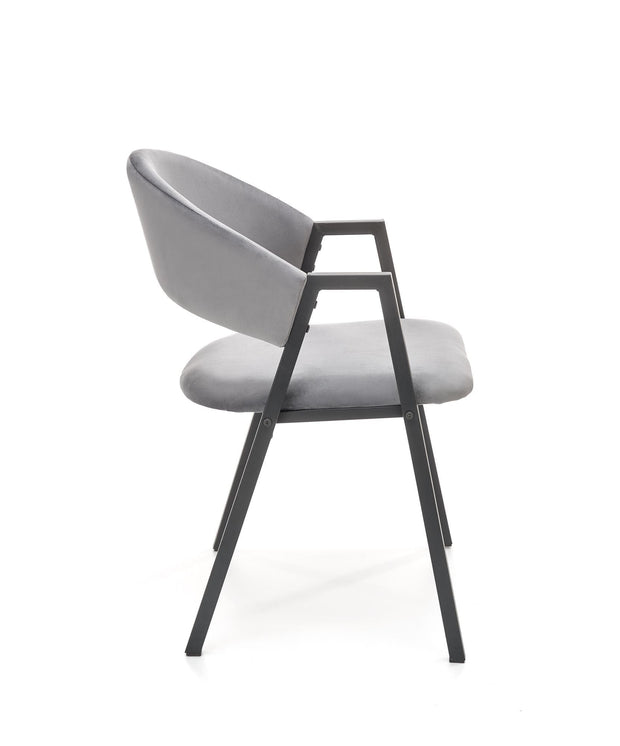 Halmar Scaun tapitat cu stofa si picioare metalice, Kai-473 Velvet Gri / Negru, l54xA58xH82 cm