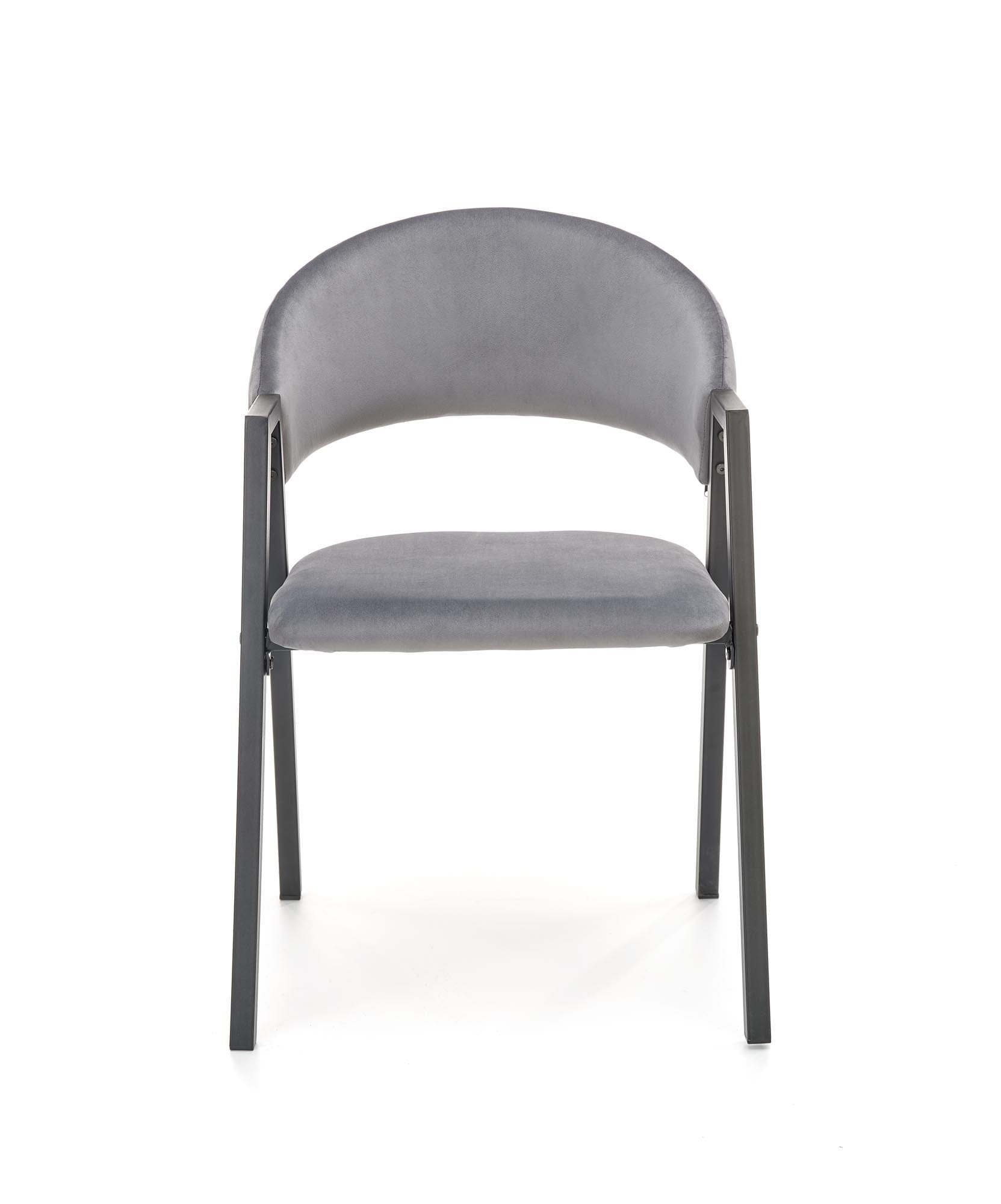 Halmar Scaun tapitat cu stofa si picioare metalice, Kai-473 Velvet Gri / Negru, l54xA58xH82 cm