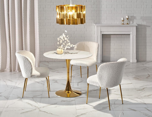 Halmar Scaun tapitat cu stofa si picioare metalice, Kai-474 Crem / Auriu, l54xA64xH80 cm