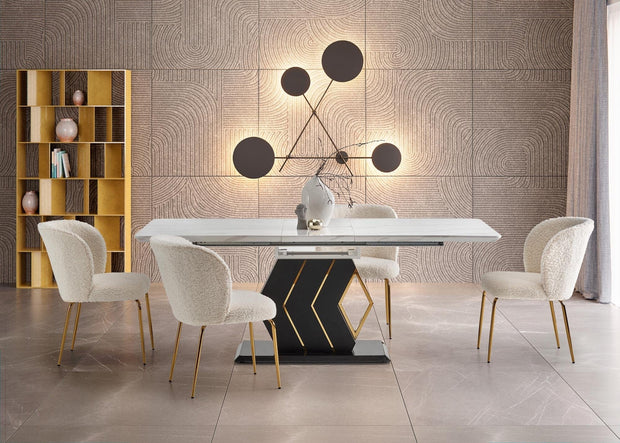 Halmar Scaun tapitat cu stofa si picioare metalice, Kai-474 Crem / Auriu, l54xA64xH80 cm