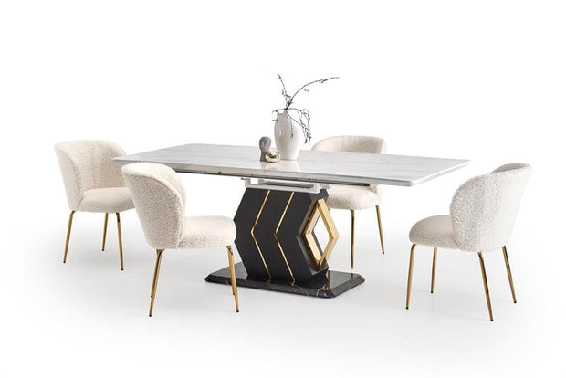 Halmar Scaun tapitat cu stofa si picioare metalice, Kai-474 Crem / Auriu, l54xA64xH80 cm