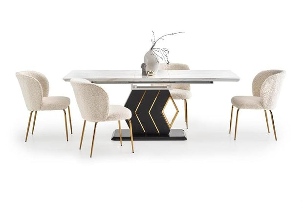 Halmar Scaun tapitat cu stofa si picioare metalice, Kai-474 Crem / Auriu, l54xA64xH80 cm