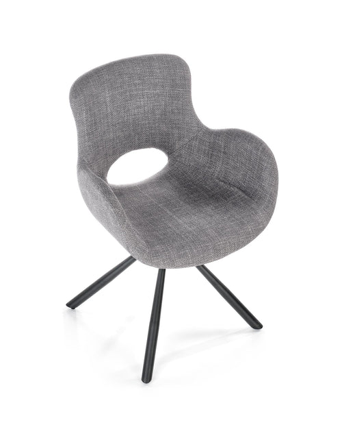 Halmar Scaun tapitat cu stofa si picioare metalice, Kai-475 Gri / Negru, l59xA58xH81 cm